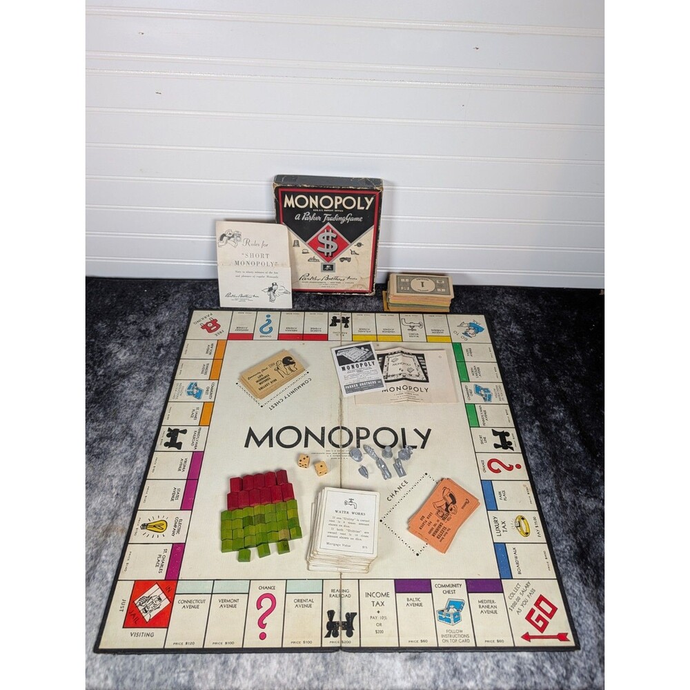 Vintage 1930s Monopoly Game Parker Brothers 100% Complete!